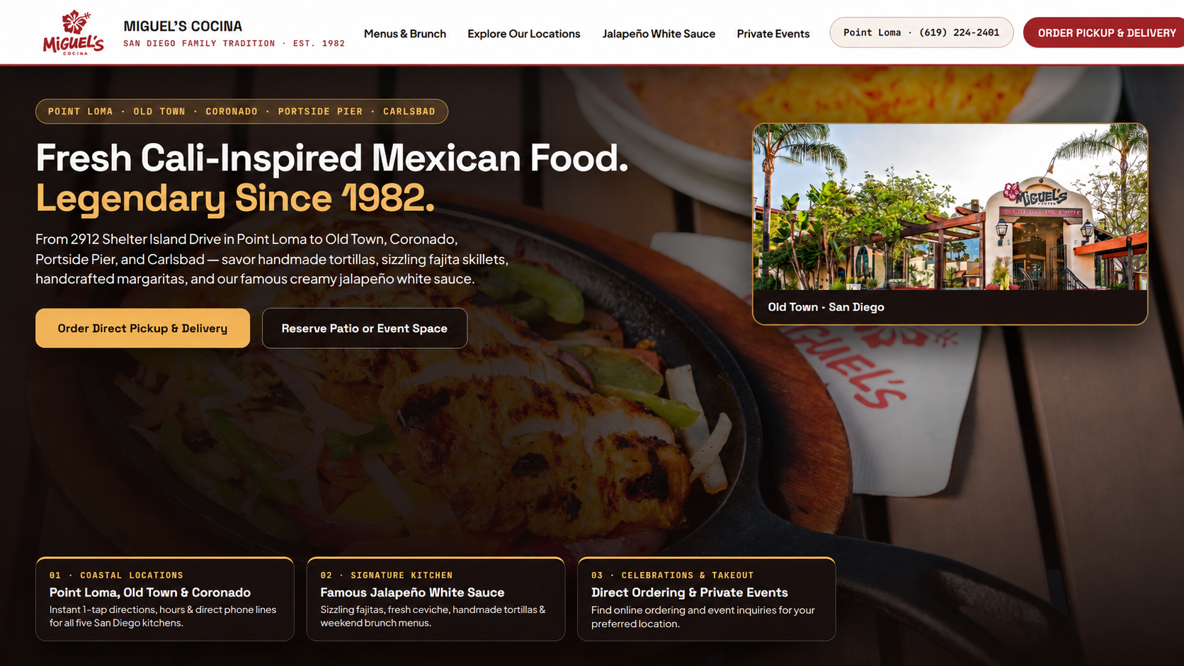 Proposed Miguel's Mexican Food homepage preview